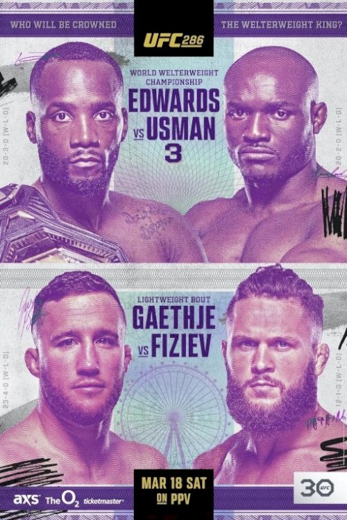 UFC 286: Edwards vs. Usman 3 - Movie Poster UFC 286: Edwards vs. Usman 3 - Movie Poster